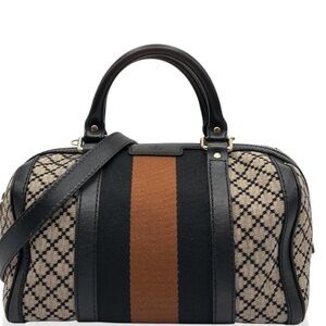 Gucci canvas & leather Boston bag with strap for shoulder or crossbody